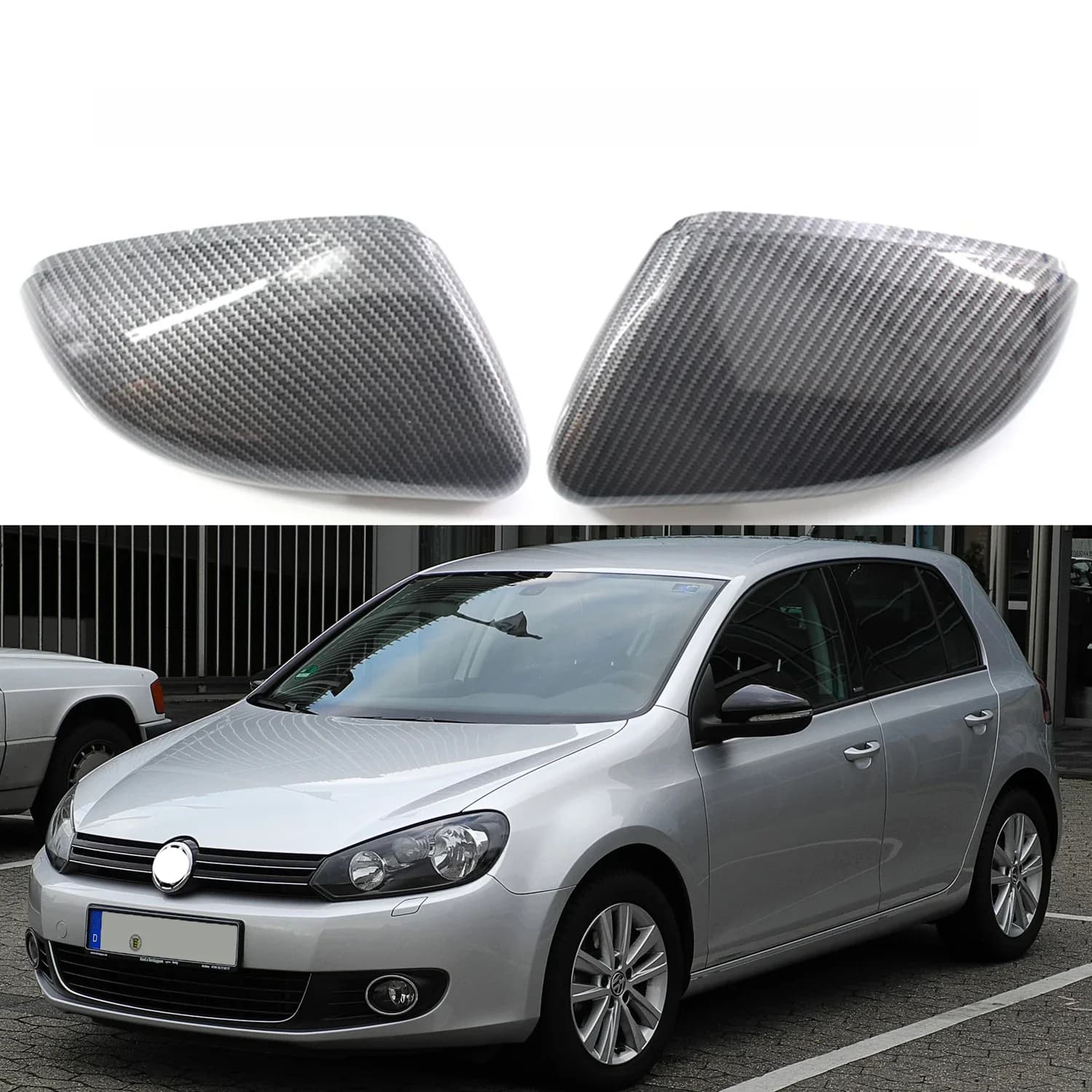 Couvercle de rétroviseur noir brillant en Fiber de carbone, pièces de rechange pour VW Volkswagen Golf 6 MK6 pour Touran