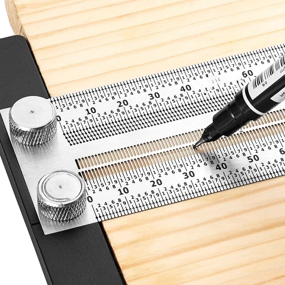 Règle d'échelle de haute précision, règle de trou de type T, en acier inoxydable, pour le travail du bois, jauge de ligne, outil de mesure de charpentier