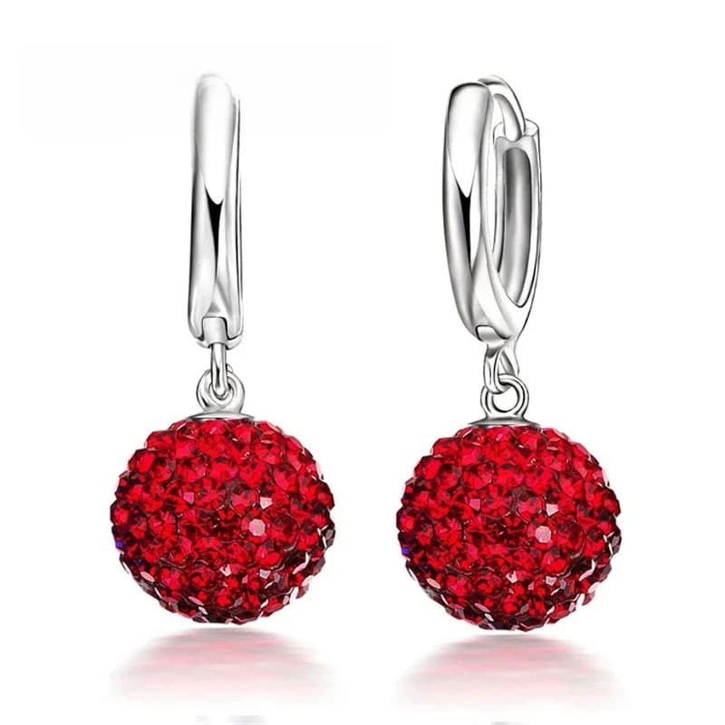 Offre Spéciale 925 boucles d'oreilles en argent Sterling cristal autrichien pavé Disco boule cerceau levier arrière Huggie Pendientes femmes filles bijoux