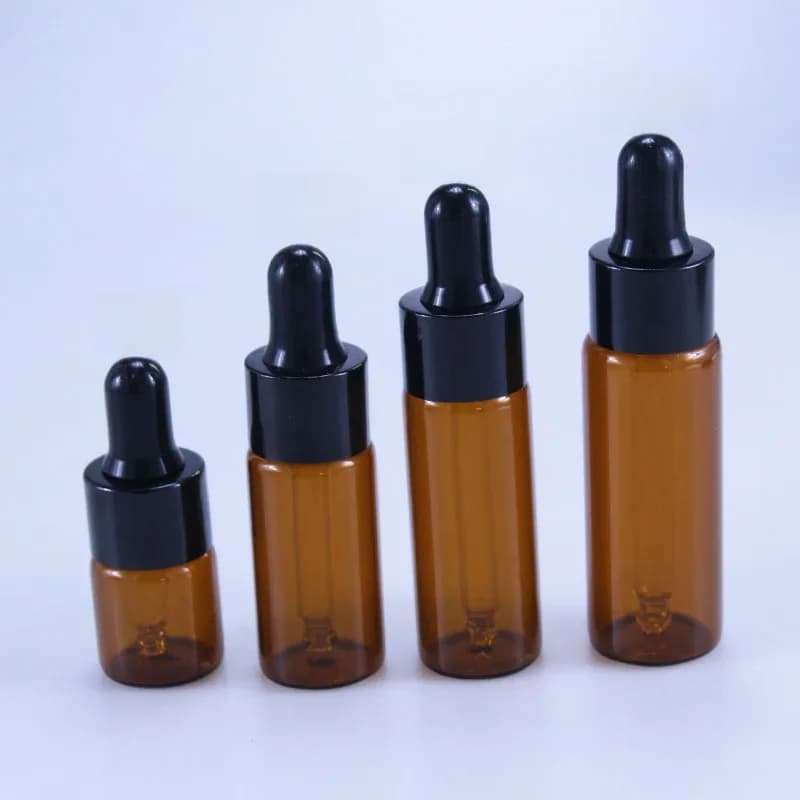 50 pcs/lot 5 ml 10 ml 15 ml 20 ml flacon compte-gouttes en verre ambré pots flacons avec Pipette pour bouteilles d'huile essentielle de parfum cosmétique