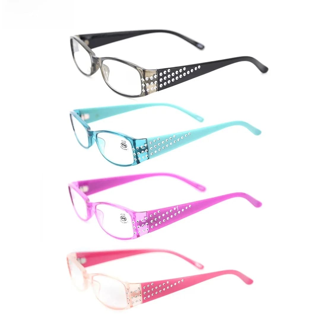 Paquet de 4 lunettes de lecture pour dames, petit cadre lumineux rectangulaire, lunettes presbytes à la mode pour femmes 1.0 1.5 2.0 2.5 3.0 3.5