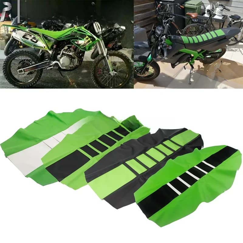 Housses de siège universelles en caoutchouc pour Motocross, pour Kawasaki KX 450F 250F 100 85 65 KLX140 KLX110, coussin de siège vert pour Dirt Bike Enduro