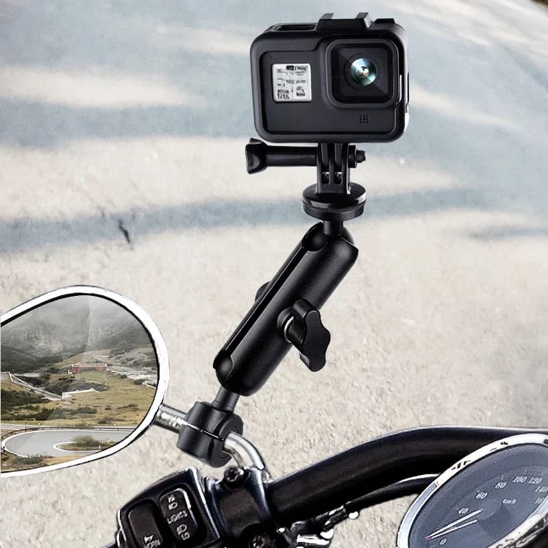 Support de caméra de vélo en métal pour moto, support de miroir de guidon pour GoPro Hero 9 8 10, accessoires de caméra d'action de téléphone