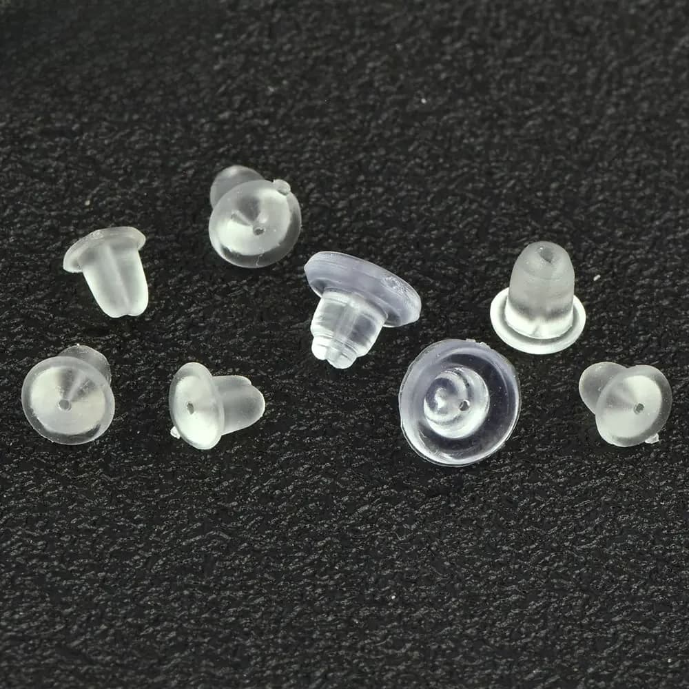 (4090) 100 Pièces 4x5MM 5x6MM Attaches de Boucles d'Oreilles en Caoutchouc Blanc, Accessoires de Bijoux DIY, Vente en Gros