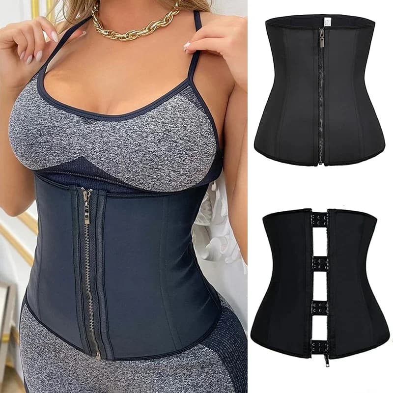 Entraîneur de taille en latex pour femme, 7 os en acier, Frim TUNIControl, serre-taille, gaine, liants, corset, ceinture, crochet à fermeture éclair