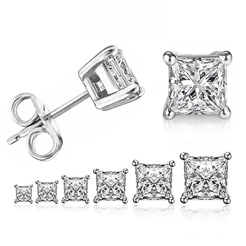 ANZIW-Boucles d'oreilles carrées en argent 925 pour hommes et femmes, bijoux en diamant, fiançailles de mariage, cadeau ignoré, contre-indiqué