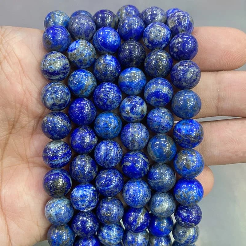 Pierre naturelle non teinte Lapis Lazuli perles rondes en vrac pour la fabrication de bijoux bracelet à bricoler soi-même boucles d'oreilles accessoires 15 ''4/6/8/10/12mm