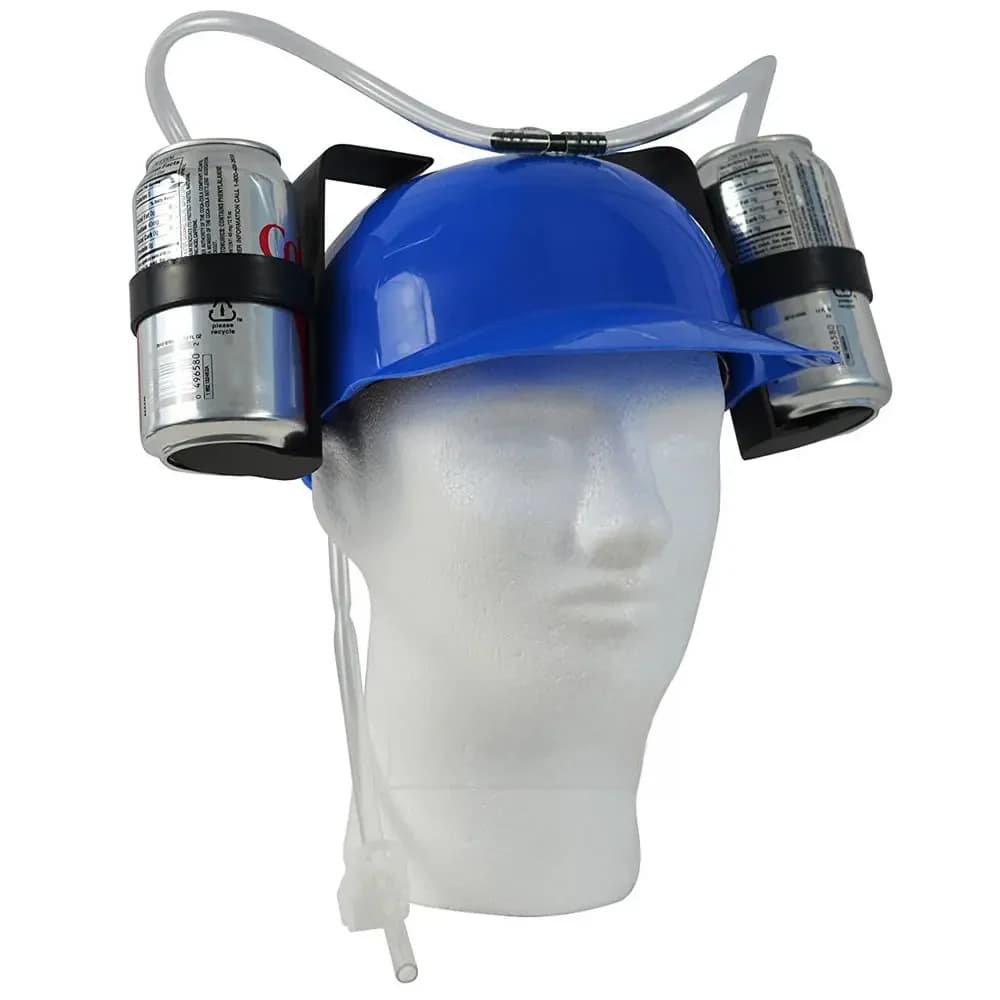 Chapeau de boisson paresseux créatif, bière Sada, double support, casquette de casque avec barre de paille souple, chapeaux de jeu de Football de fête uniques et amusants