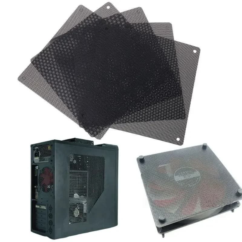 Lot de 5 filtres anti-poussière en PVC pour ventilateur, coque anti-poussière pour PC, couvercle en maille découpable pour ordinateur, maille noire de 40mm, 50mm, 60mm, 70mm, 80mm, 90mm, 120mm, 140mm