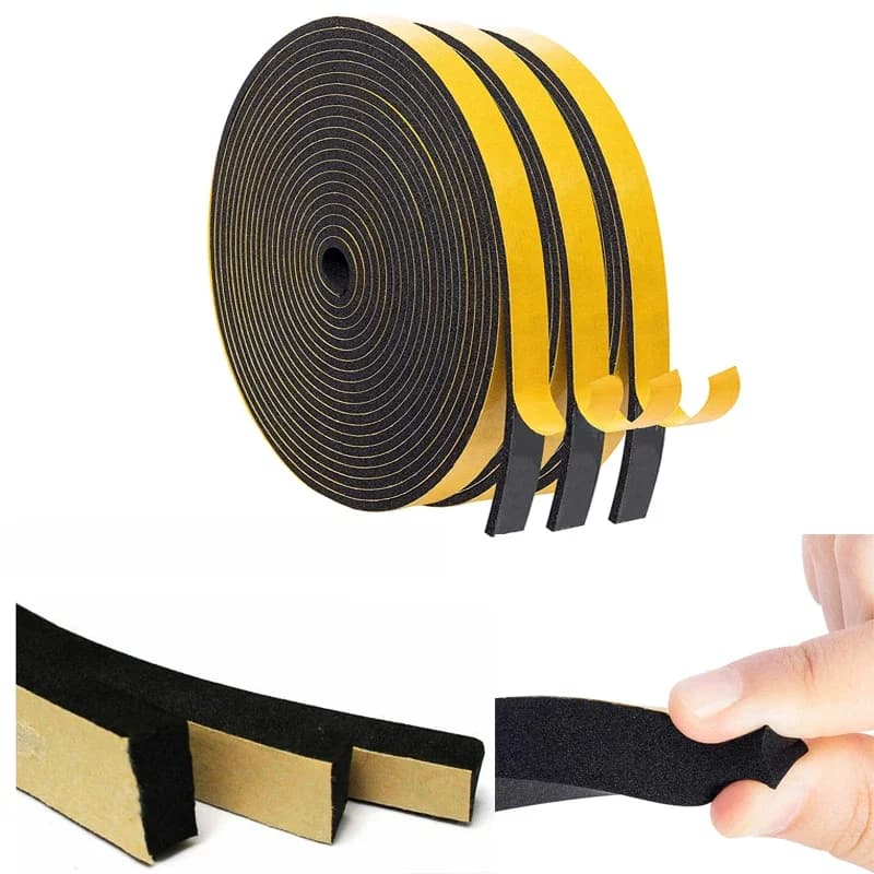 Bande d'étanchéité en éponge auto-adhésive en caoutchouc, largeur 5 ~ 50mm d'épaisseur 1 ~ 10mm, joint d'étanchéité Anti-collision en mousse noire EVA
