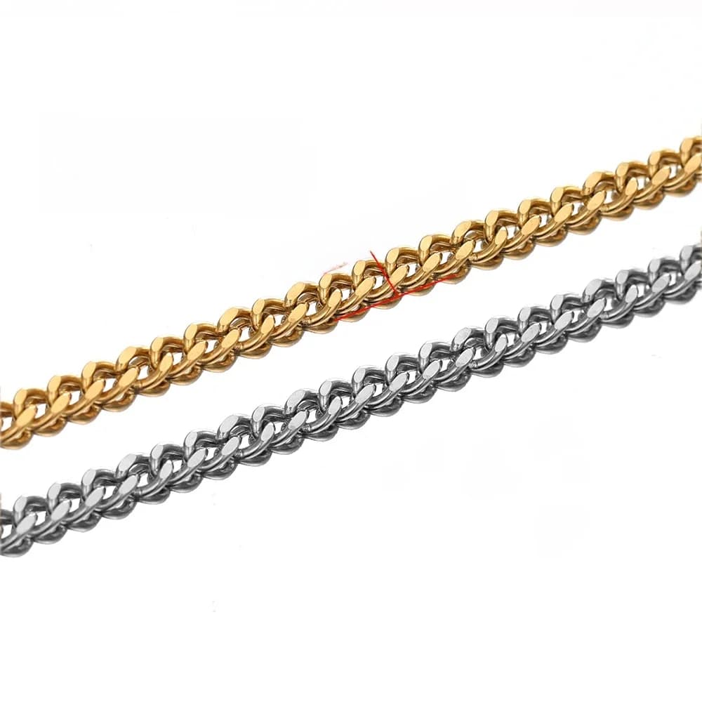 Chaînes à maillons cubains en acier inoxydable de 2 mètres en vrac pour la fabrication de bijoux à bricoler soi-même, résultats de colliers hip hop, bracelets artisanaux, chaînes de corps
