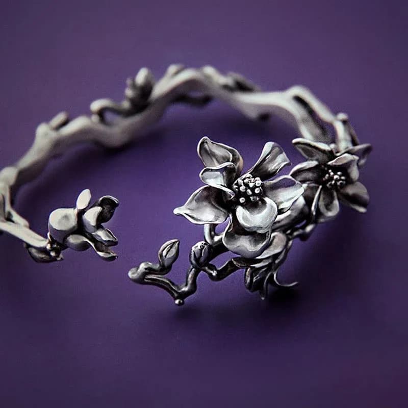 Bracelet magnolia fait main pour femme, bijoux en argent, design indépendant, exquis et beau, mode estivale