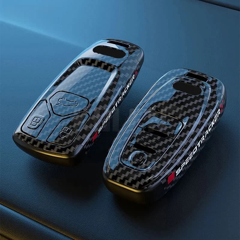 ABS effet Fiber De Carbone Voiture Clé Housse Coque Pour Audi A1 A3 8V 8P 8L A4 A5 B8 B9 8T A6 A7 C6 C7 Q3 8U Q5 Q7 4M TT TTS