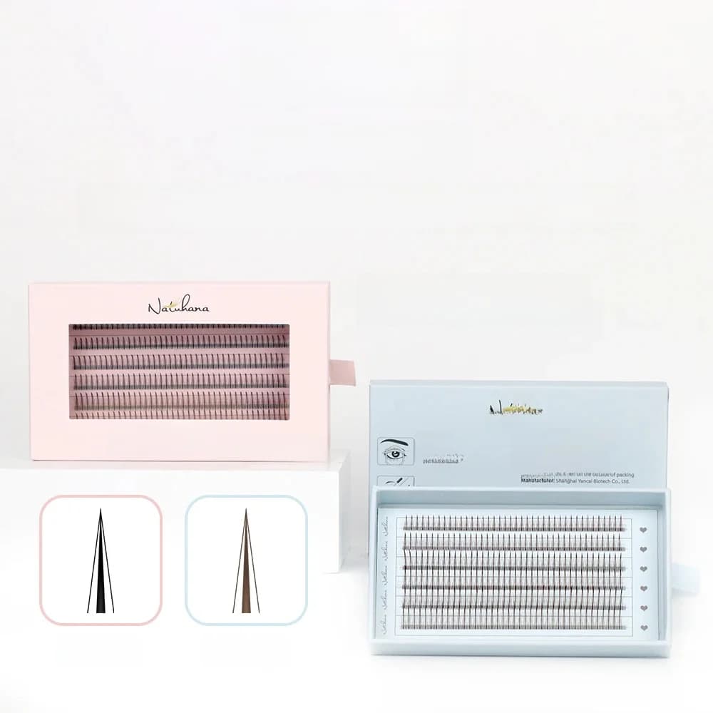 NATUHANA cils en forme de A/M ventilateurs de Volume préfabriqués individuels cils moelleux naturels Extension de faux cils 3D en vison pour le maquillage