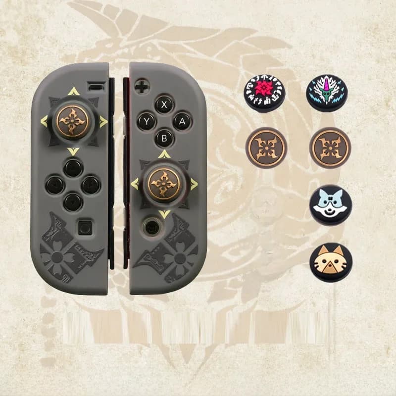 Capuchon de poignée de bâton de pouce, housse de protection pour manette Monster Hunter RISE Switch Oled Joy-Con, étui pour manette NS Lite