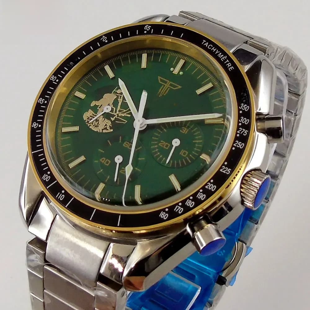 Tandorio-Montre existent pour Homme, Cadran Vert, Noir, Bleu, 40mm, Mouvement NN3836, Affichage de la Date et de la Semaine, Bracelet en Acier NapGlass