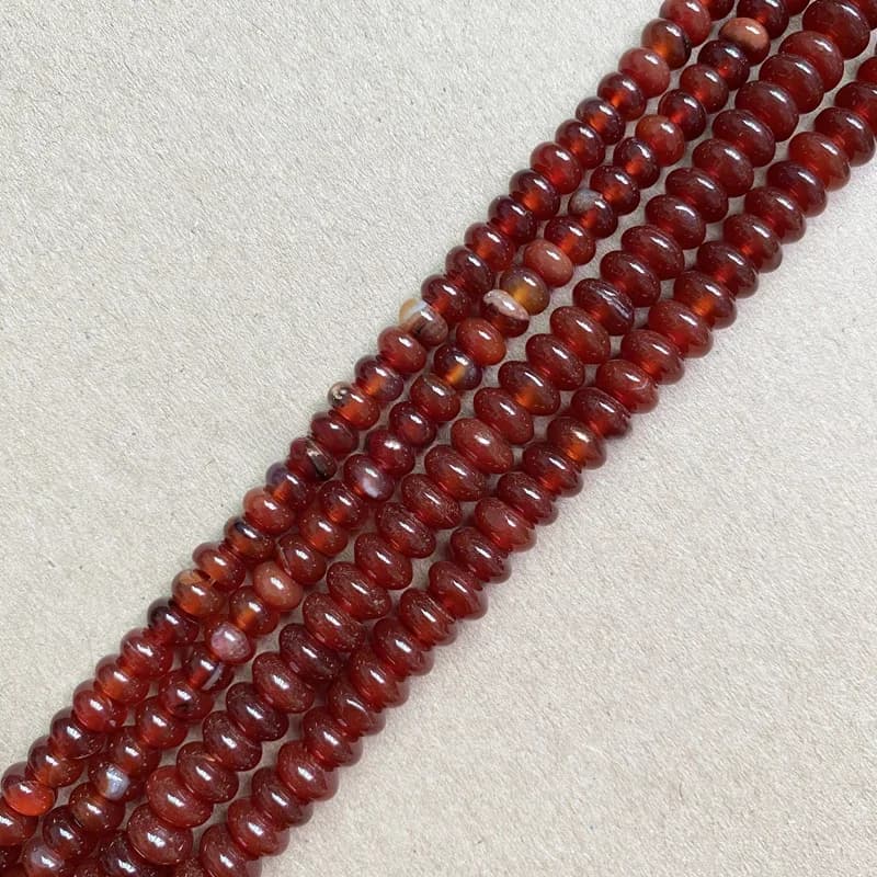 Pierre naturelle lisse Rondelle Agate rouge 7 "perles en vrac 4X6 5X8mm taille au choix pour la fabrication de bijoux bricolage