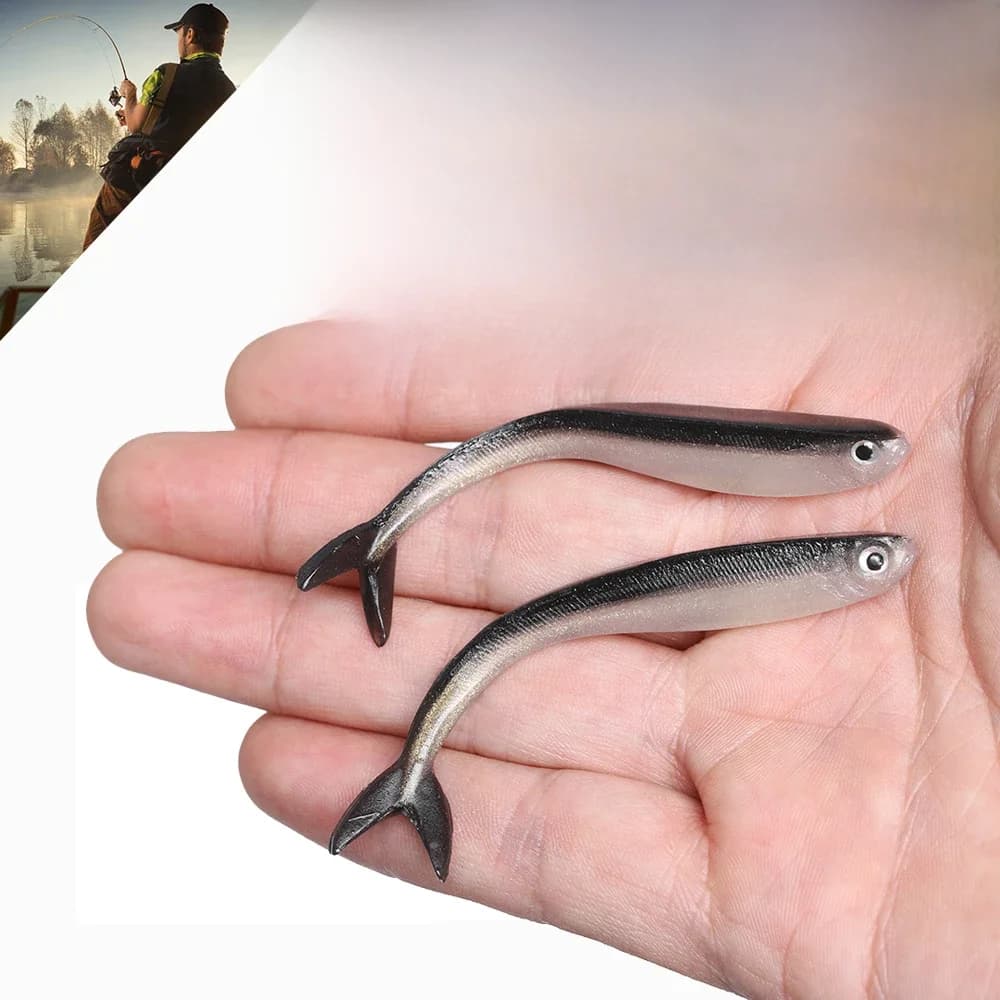 Leurre souple en silicone argenté, 10 pièces, appât Élidéal pour la pêche à l'alose, à la perche, au brochet ou à la truite