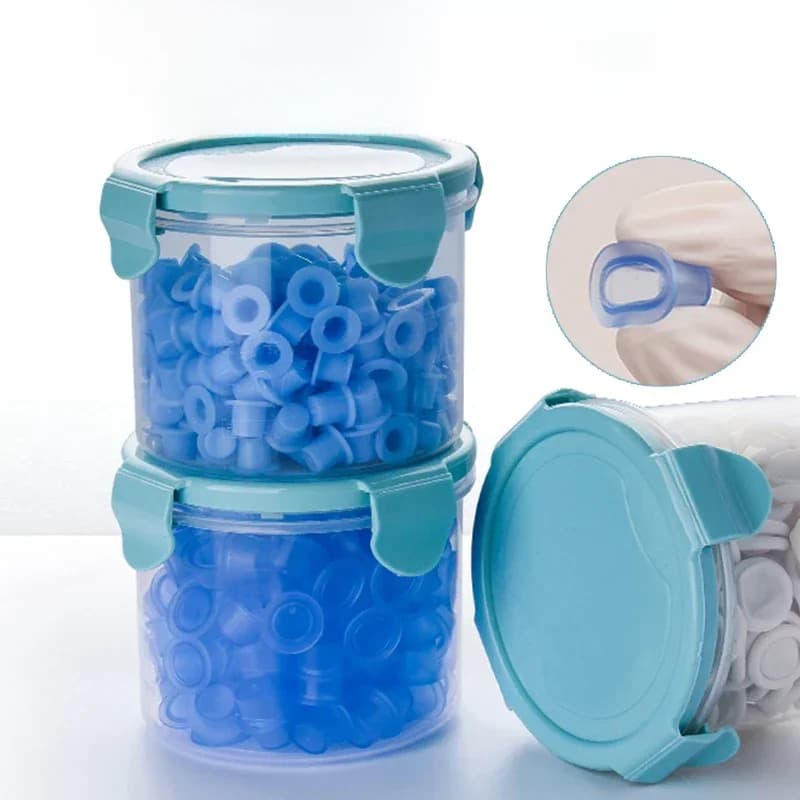 Tasse d'encre de tatouage jetable en plastique, 100 pièces, avec boîte de rangement, support transparent pour pigments de maquillage Permanent, bouchon de conteneur