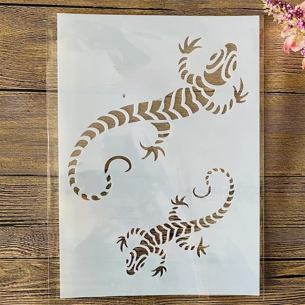 Deux pochoirs Gecko pour peinture murale, A4, 29cm, bricolage, coloriage de scrapbooking, gaufrage, modèle décoratif d'album
