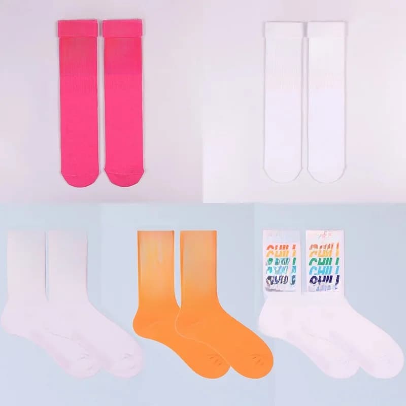 3 paires de chaussettes STAY COOL CHILL avec lettres, style Hip Hop Harajuku, roses, pour hommes, skateboard, orange, coton, lettres colorées, chaussettes longues pour femmes