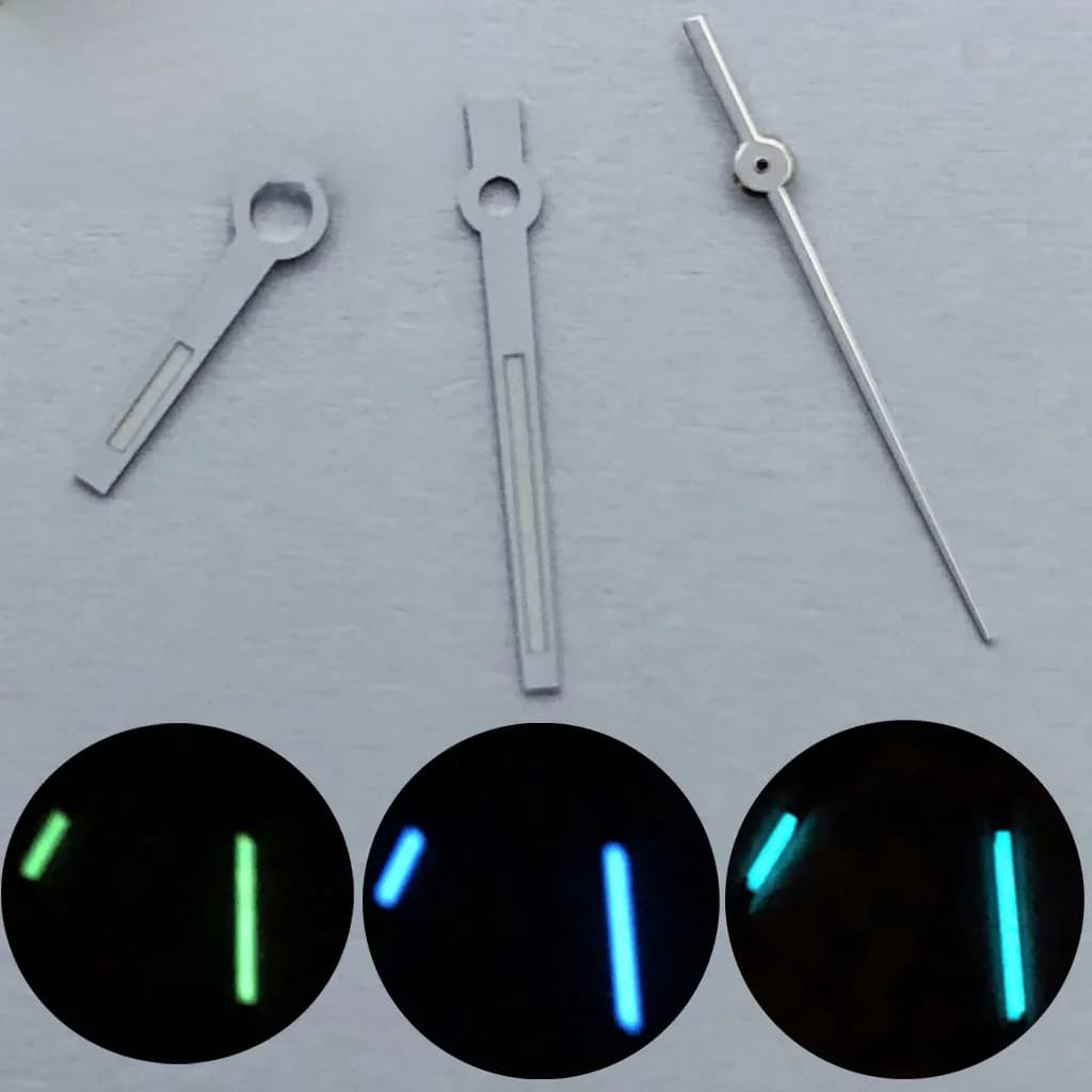 Miuksi – aiguilles de montre argentées, bleues et vertes, lumineuses, adaptées au mouvement NH35 NH36 ETA 2824 2836 Miyota 8205 8215 821A Mingzhu 2813 3804