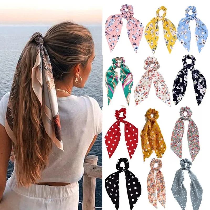 Mode imprimé léopard nœud Satin Long ruban queue de cheval écharpe cheveux cravate chouchous femmes filles élastiques bandes de cheveux accessoires de cheveux