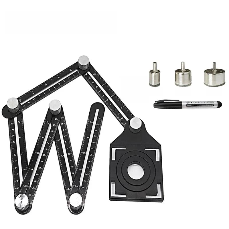 Règle de mesure d'angle de Construction, ensemble de 6 plis, alliage d'aluminium, modèle de moule perforé, localisateur d'outils, Guide de perçage, trou de carrelage