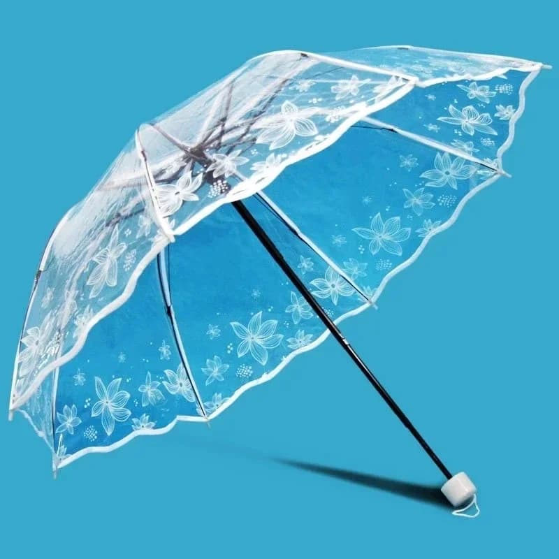 Parapluie Transparent à Fleurs Blanches pour Femme, Mini Parasol Portable de Pluie, en Plastique Transparent, pour l'Extérieur, Princesse, Aucun Parapluie de Mariage