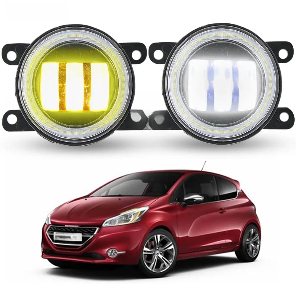 Feux antibrouillard LED Angel Eyes DRL avec lentille 40W pour Peugeot 208 CA_ CC_A9 2012 2013 2014 2015 2016 2017 2018