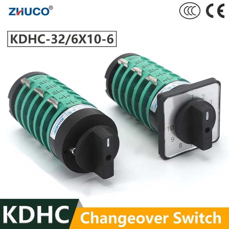 ZHUCO KDHC-32/6x10-6 32A Machine à souder blindée au gaz réglage fin 10 positions 6 pôles Machine à souder sélecteur rotatif commutateur à came