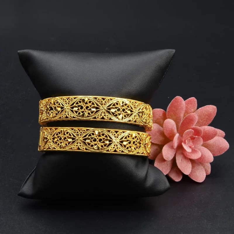 Bracelets plaqués or 24 carats de Dubaï pour femmes, bracelet indien de luxe, bracelets durs africains, breloque de mariage, bijoux à la main arabes éthiopiens