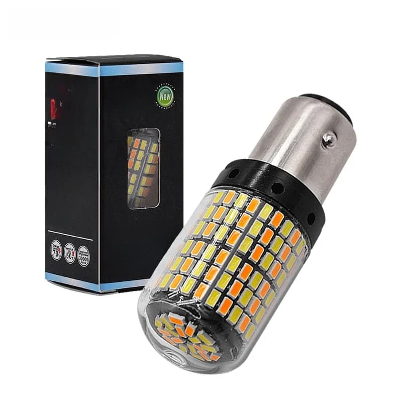 Ampoule Canbus 1157 Led Bay15d P21/5w T20 Led 7443 T25 3157 168smd pour feu stop, clignotant, ambre blanc, double couleur 12V, 2 pièces