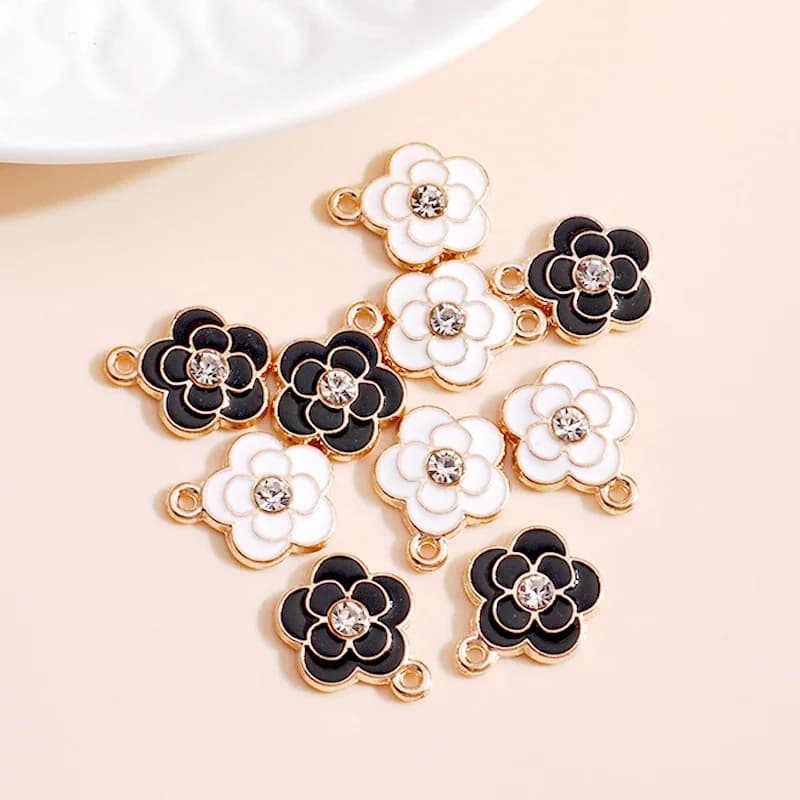 Breloques en forme de fleur en cristal émaillé, 13x16mm, pour la fabrication de colliers, pendentifs, boucles d'oreilles, accessoires de bijoux artisanaux faits à la main, 10 pièces/lot