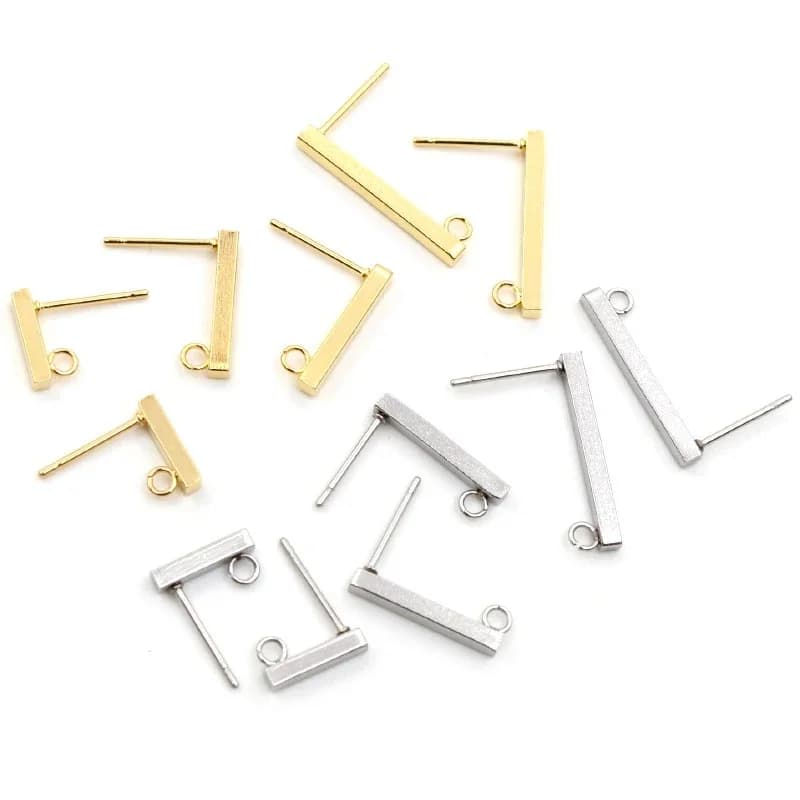 20 pièces 10 15 20mm 316 Boucle d'oreille En Acier Inoxydable Crochets de Barre Tube Stud Boucles d'oreilles Connecteur de bricolage de bijoux faisant des résultats