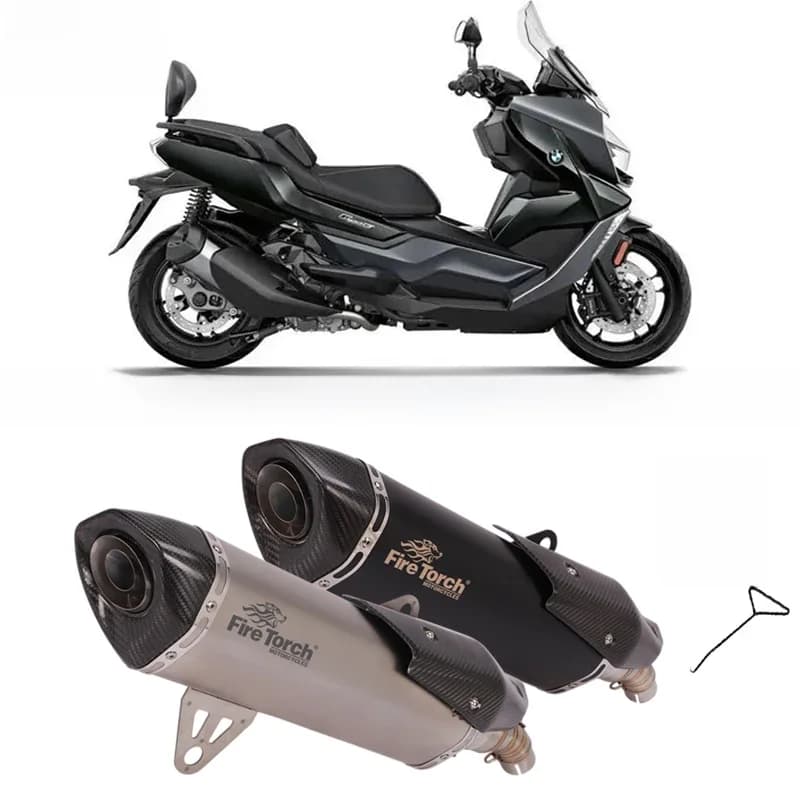 Silencieux à enfiler en fibre de carbone pour moto, système complet, tuyau de liaison intermédiaire, Escape Moto, BMW C400, BMW C400X, BMW C400ight 2018-2020