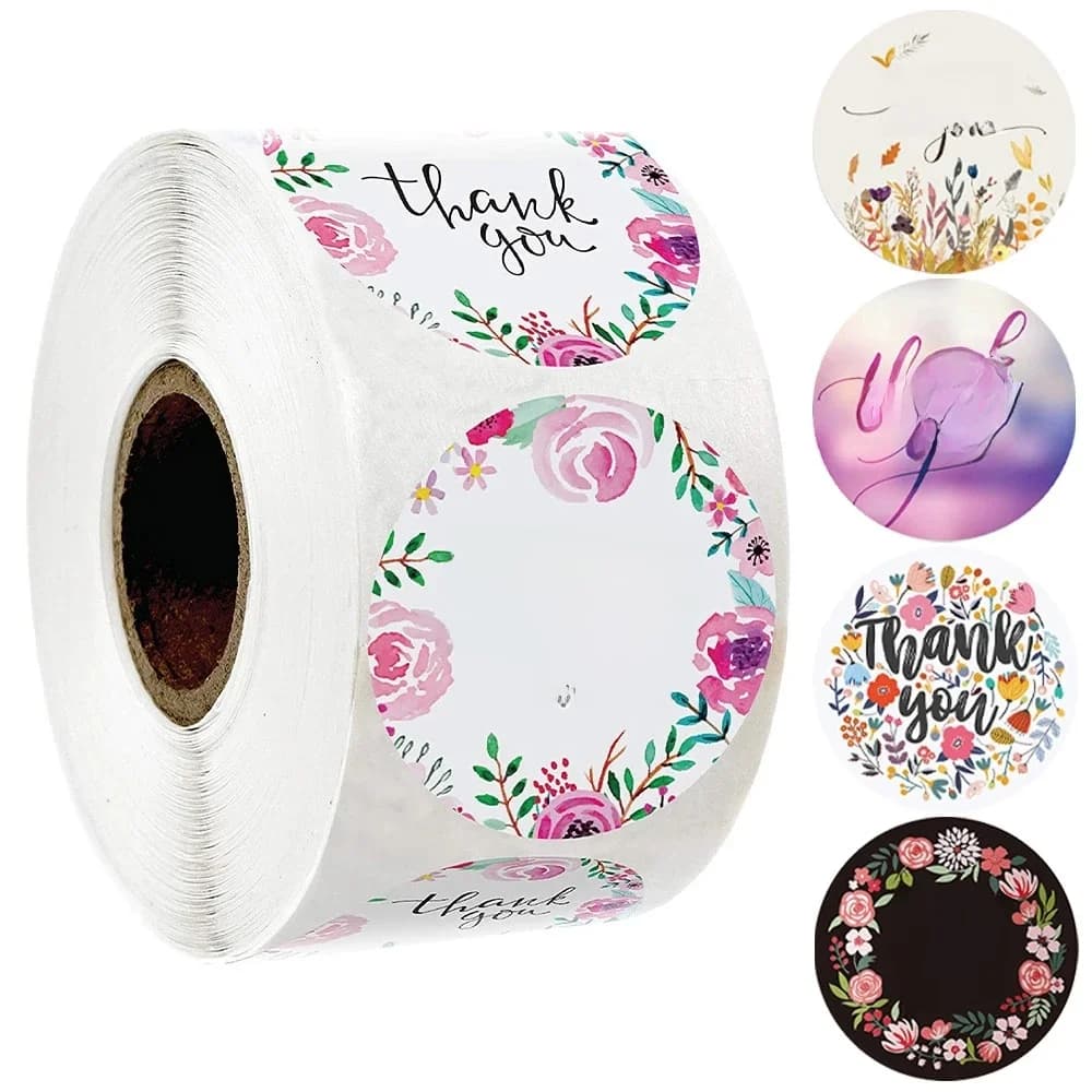 Autocollants ronds de 1 pouce « Merci » pour emballage cadeau, décoration, papeterie, étiquettes personnalisées (100-500 pièces)