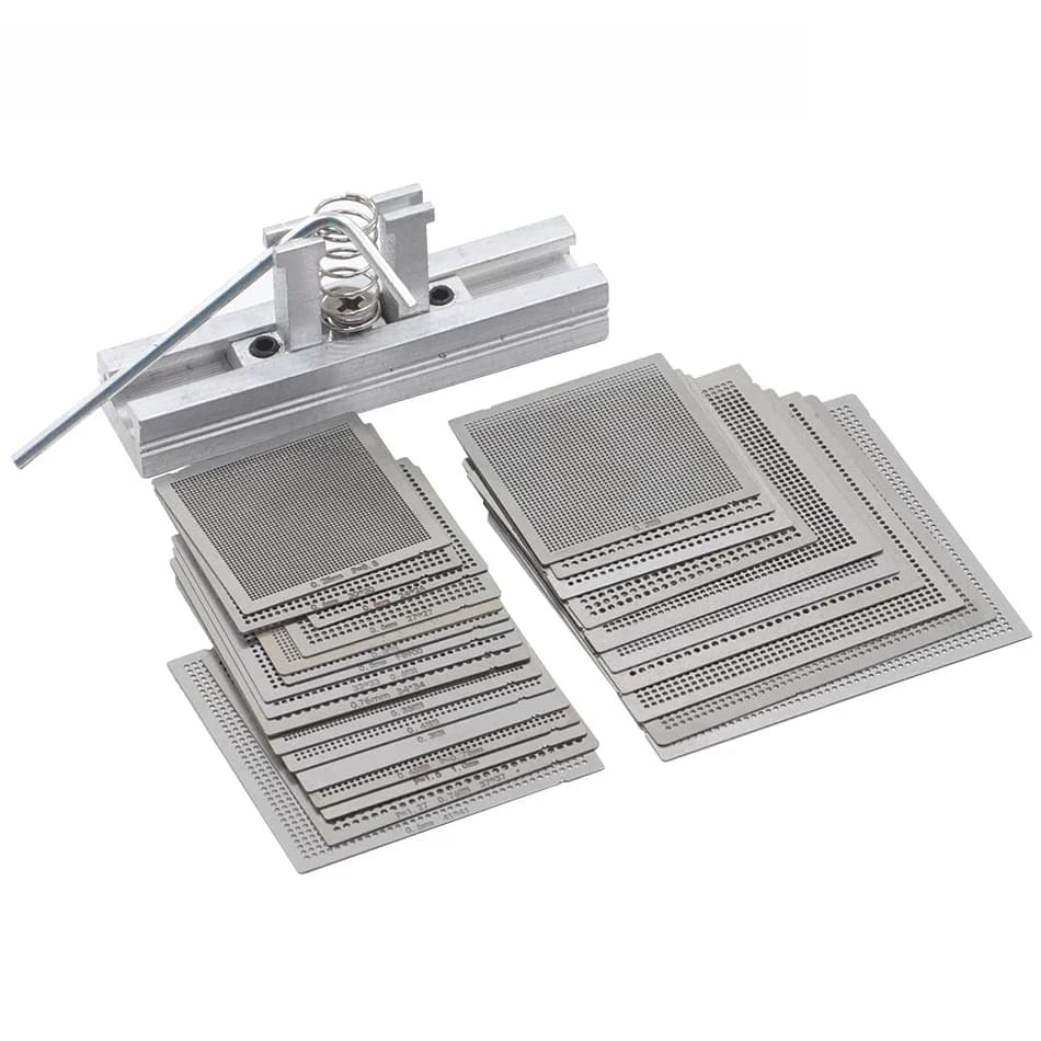 Pochoirs universels chauffés directement, modèle général BGA, pour puce SMT SMD, réparation et support facile, 27 pièces/16 pièces/10 pièces