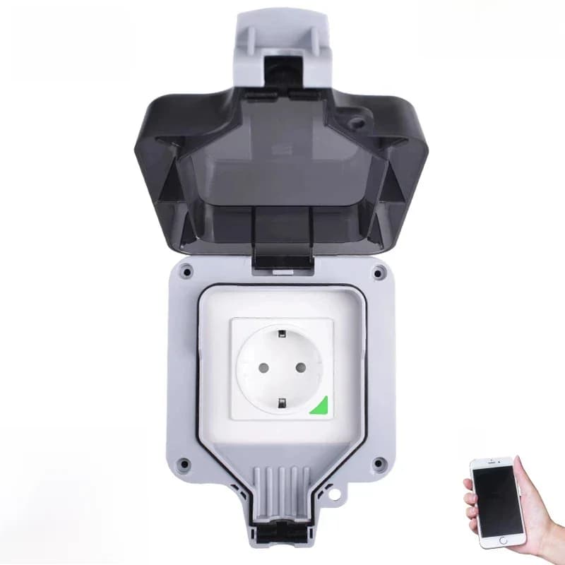 Coswall-Prise UE étanche IP66, Tuya, Smart Life, WiFi, commande vocale, minuterie, interrupteur programmable, fonctionne avec Alexa, Google Home