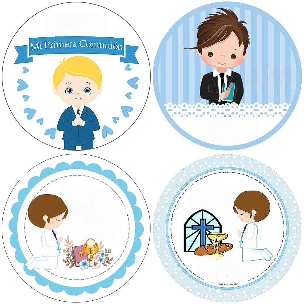 Mi Primera Communion autocollant garçon fille première sainte Communion faveurs étiquettes baptême chrétien première Communion autocollants bébé douche