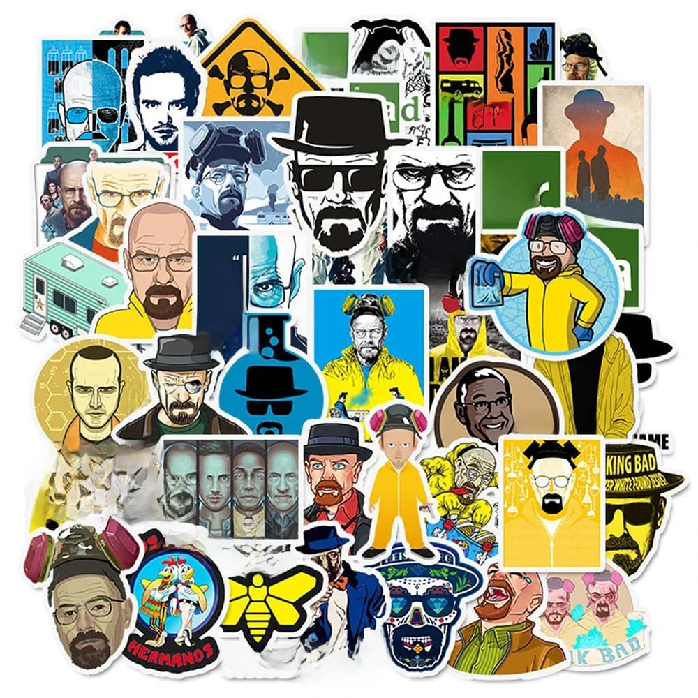 10/30/50pcs Breaking Bad émission de télévision autocollants PVC étanche jouet Graffiti enfant autocollants planche à roulettes guitare valise bagages voiture décalcomanie