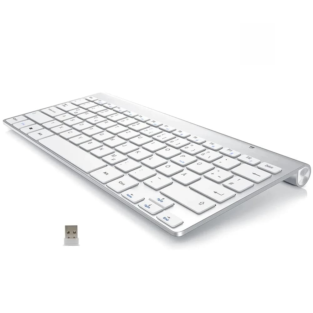 QWERTZ-Clavier sans fil allemand, 2.4G, ultra fin, à faible bruit, pour ordinateur portable, de bureau, Windows, Smart TV