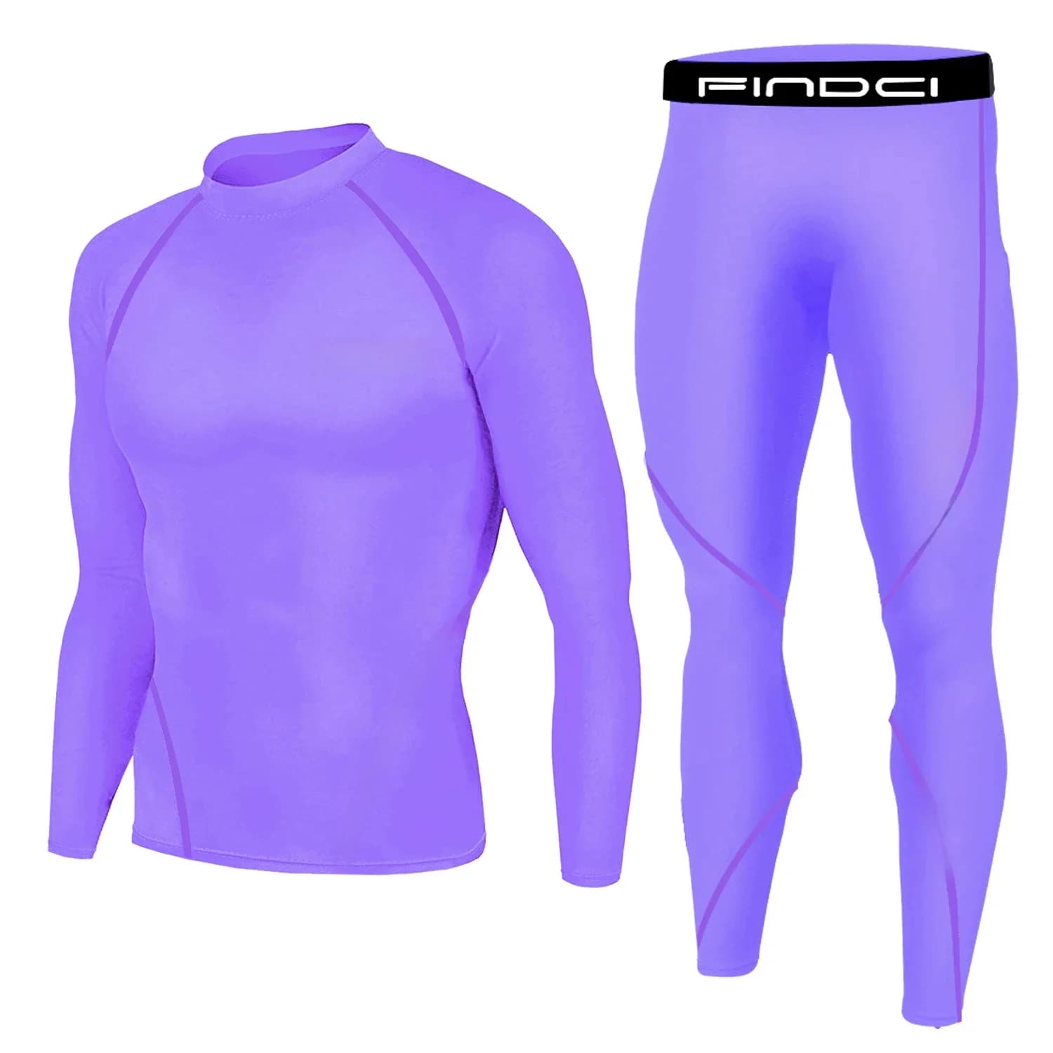 Findci-Ensemble de sport moulant pour homme, chemise et pantalon de compression, manches longues, séchage rapide, survêtement de fitness, olympiques de yoga