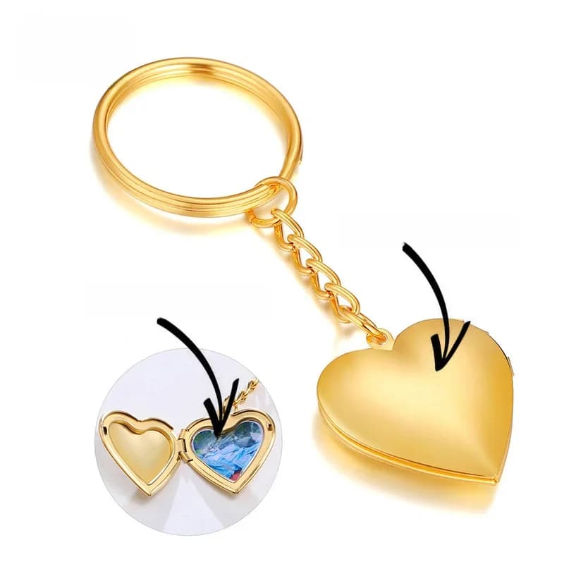 Vnox personnaliser graver nom coeur médaillon porte-clés pour femmes hommes, personnalisé famille amour Photos anniversaire souvenir cadeaux