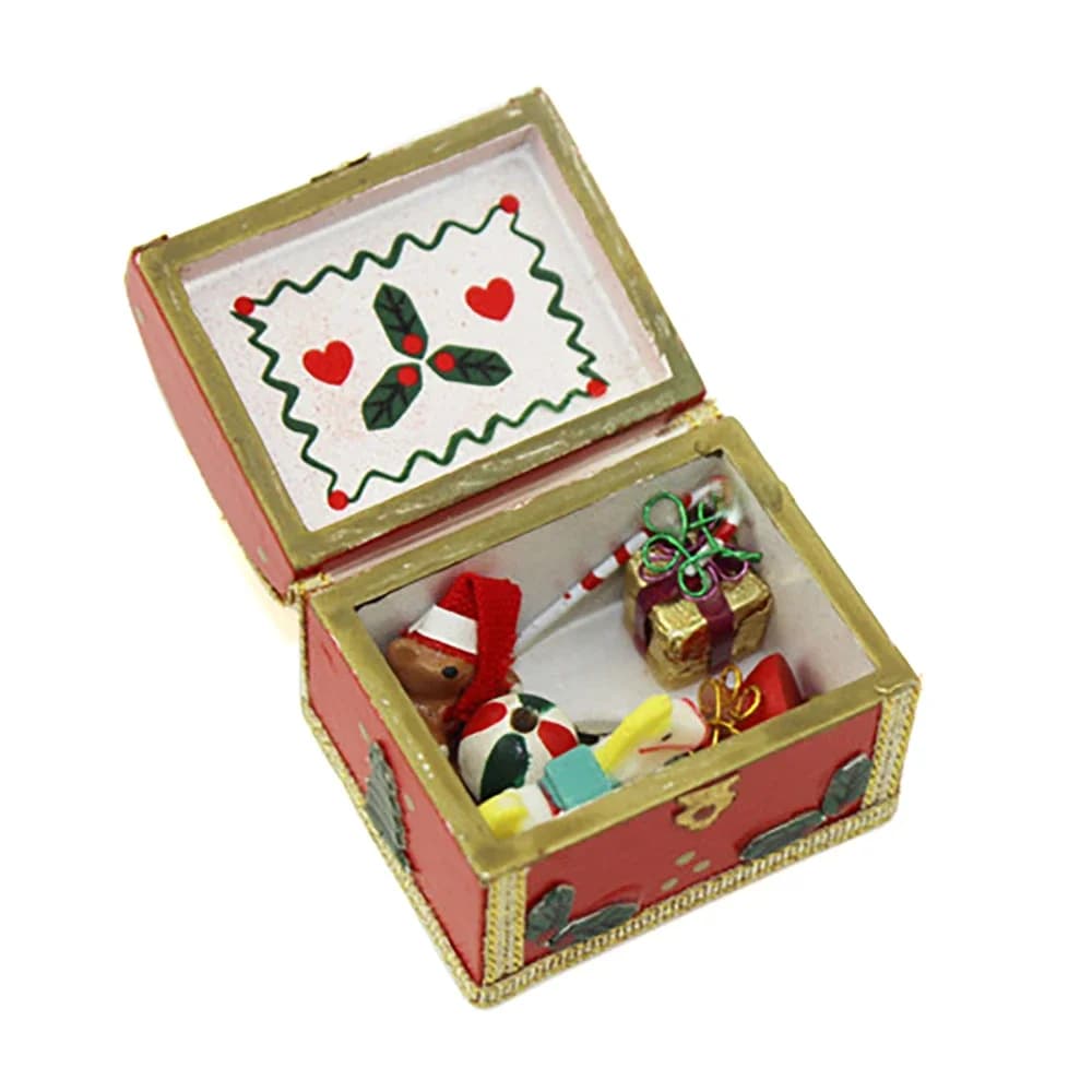 Mini boîte cadeau de Noël en bois, accessoires miniatures, maison de courses, modèle pour la décoration de la maison au beurre, 1/12, ob11