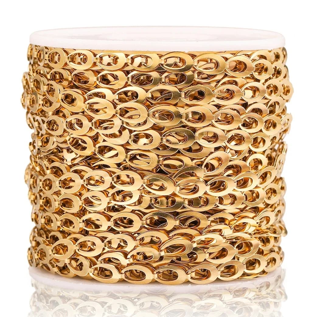 Bracelet de oral ille Ovale en Acier Inoxydable, 6mm, 1 mètre, Or, Bricolage, Artisanat, Bijoux, Fournitures de Direction, Vente en Gros