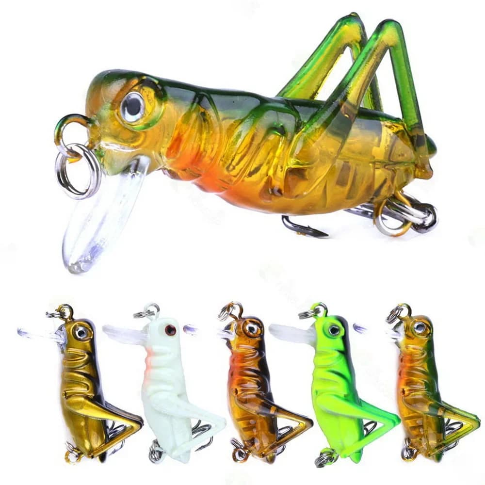 Leurre de pêche 35mm 3g sauterelle insectes appât volant leurre dur appât artificiel réaliste bar avec 10 # Appâts de pêche à crochets