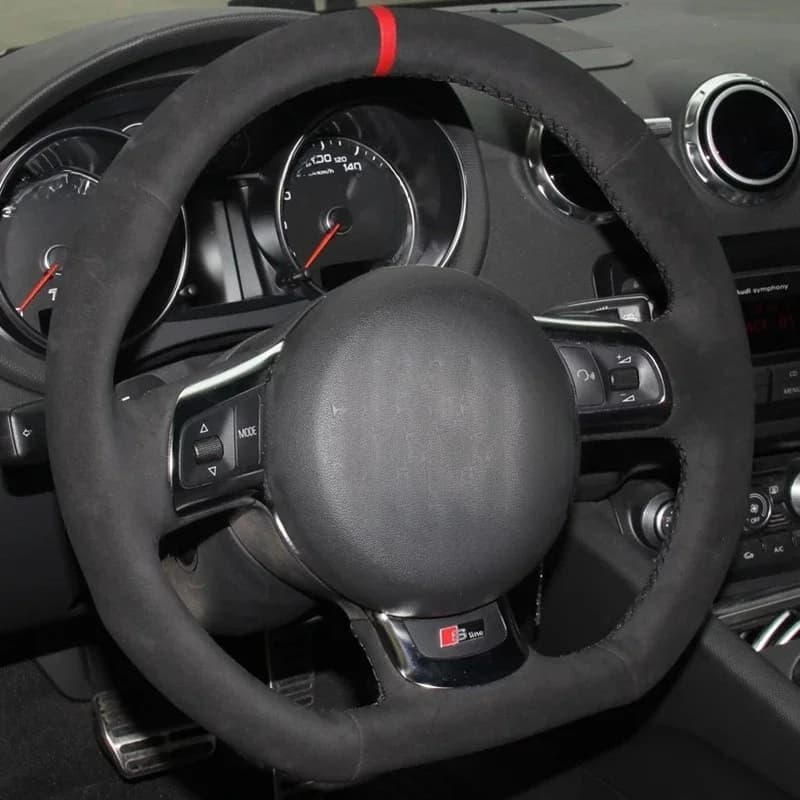 Juste de Volant de Voiture en Daim Noir Non ALD, pour Audi TT TTS (8J) 2006-2014 A3 S3 (8P) Sportback 2008-2012 R8 (42)