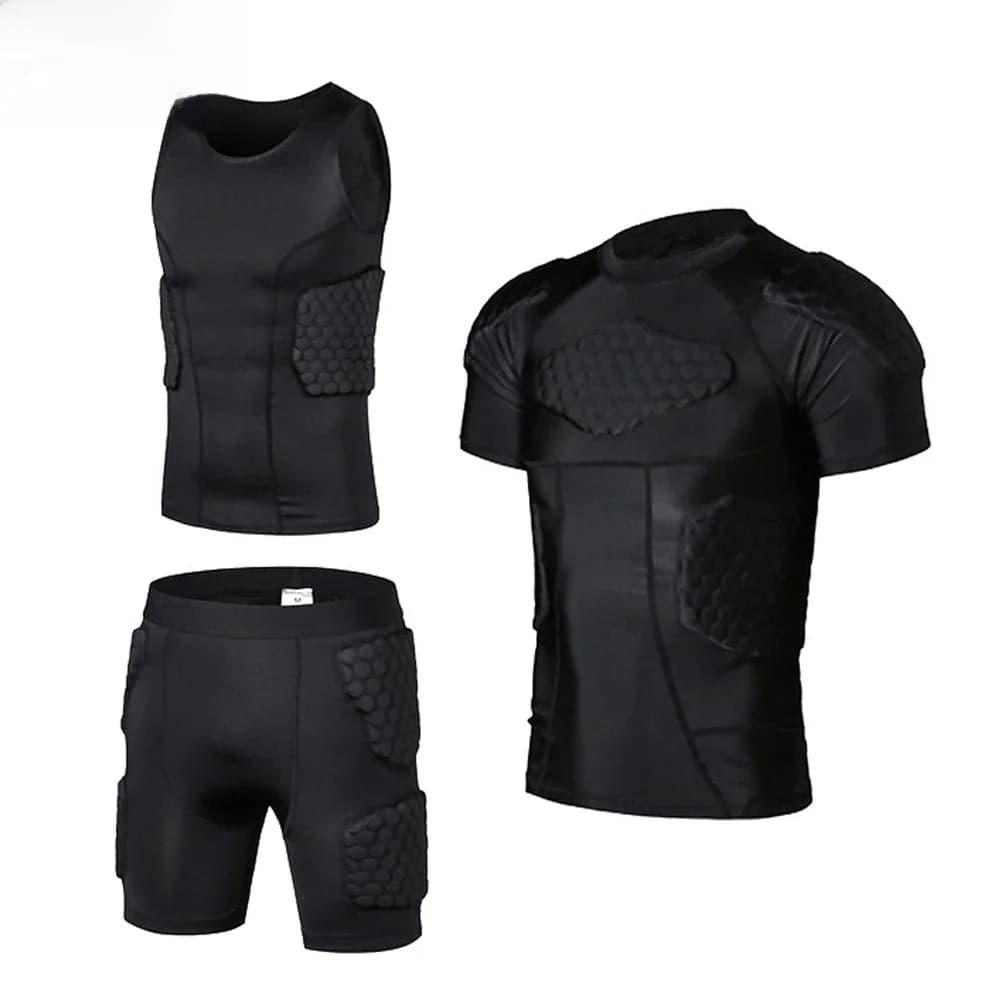 Chemise rembourrée pour hommes, gilet d'entraînement, T-shirt, ensemble court, côtes, cuisses, fesses, protection, Football, basket-ball, Hockey, équipement de protection