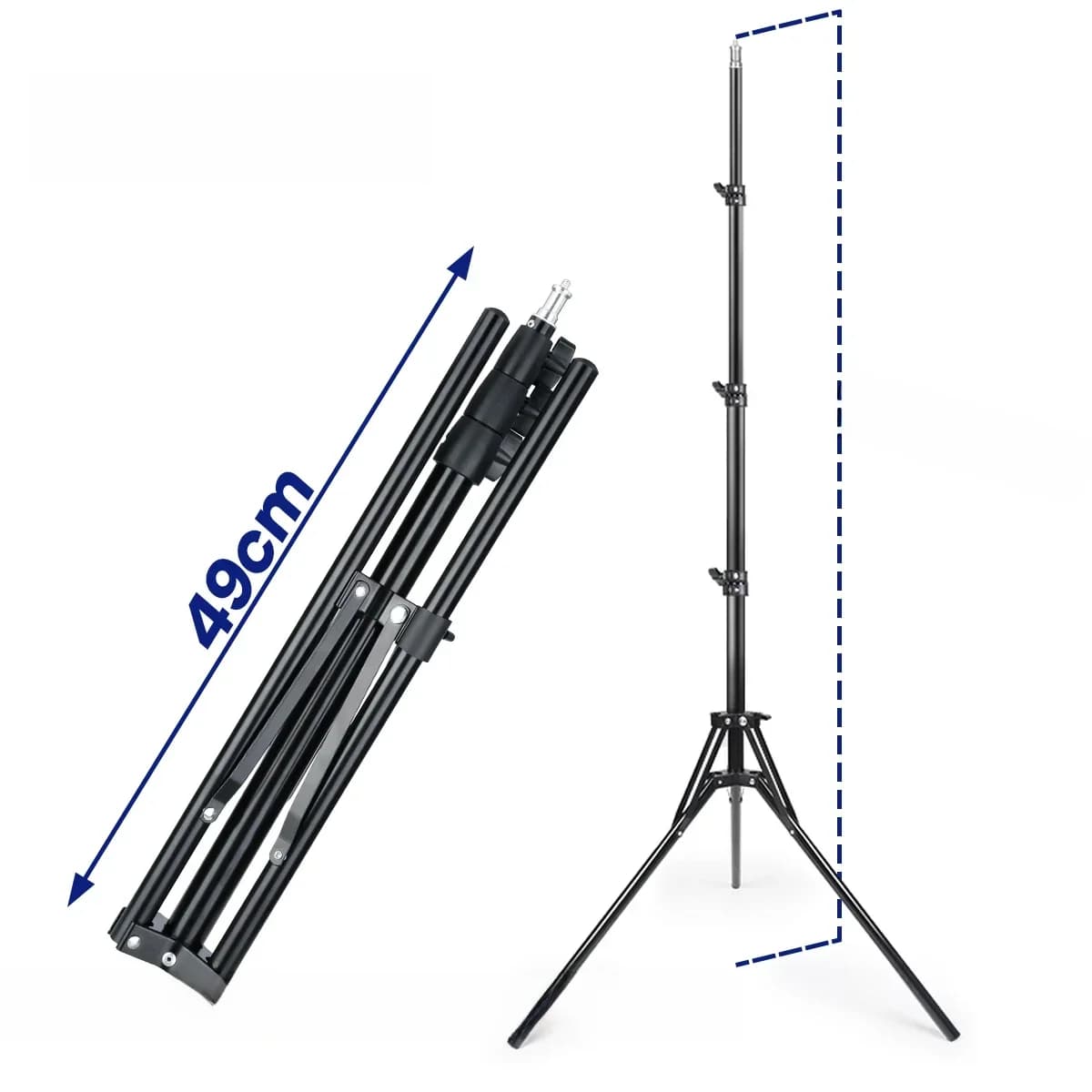 TENWISH 2 mètres 6.5'support de lumière de jambe réversible trépied Portable Compact pour Studio photographique lampe annulaire Youtuber Tiktok Live